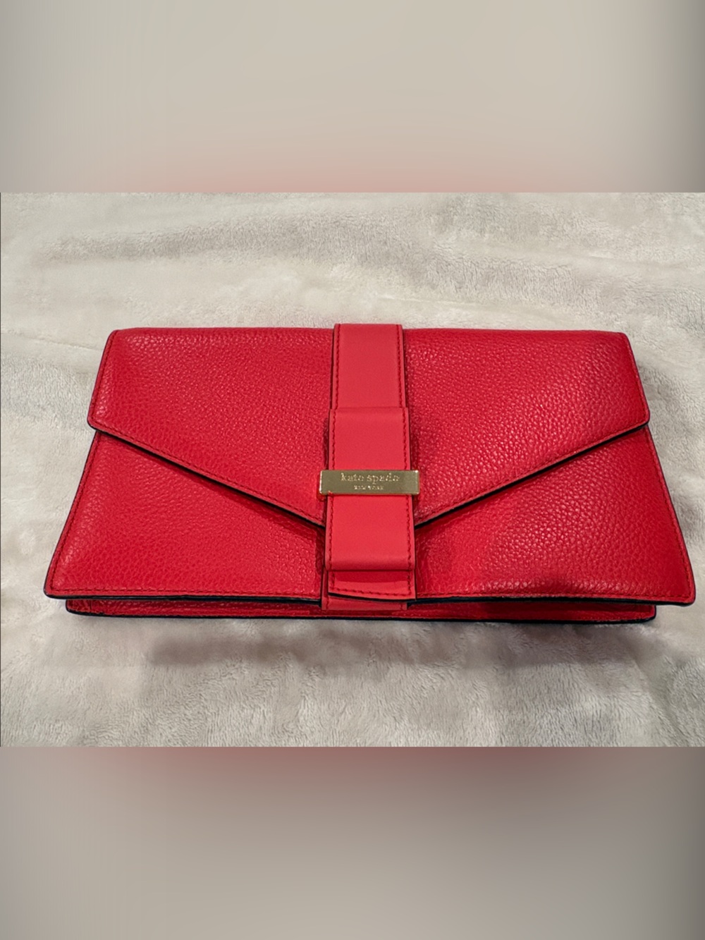 Kate Spade Pink Leather Envelope Clutch with Bow Accent